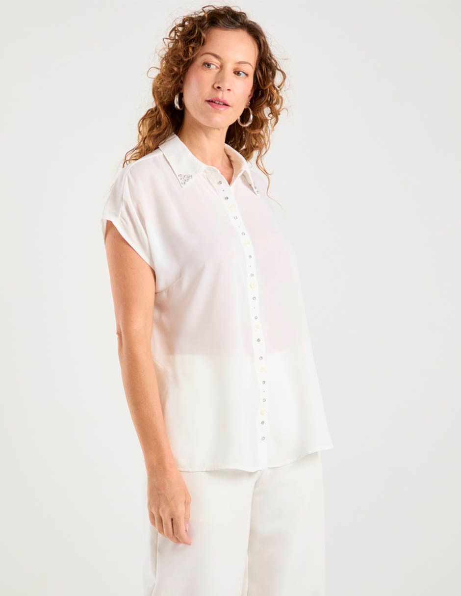 Blusa camisera manga corta para mujer 7