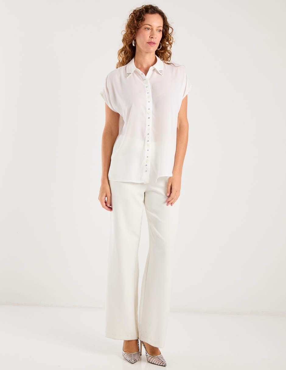Blusa camisera manga corta para mujer 8