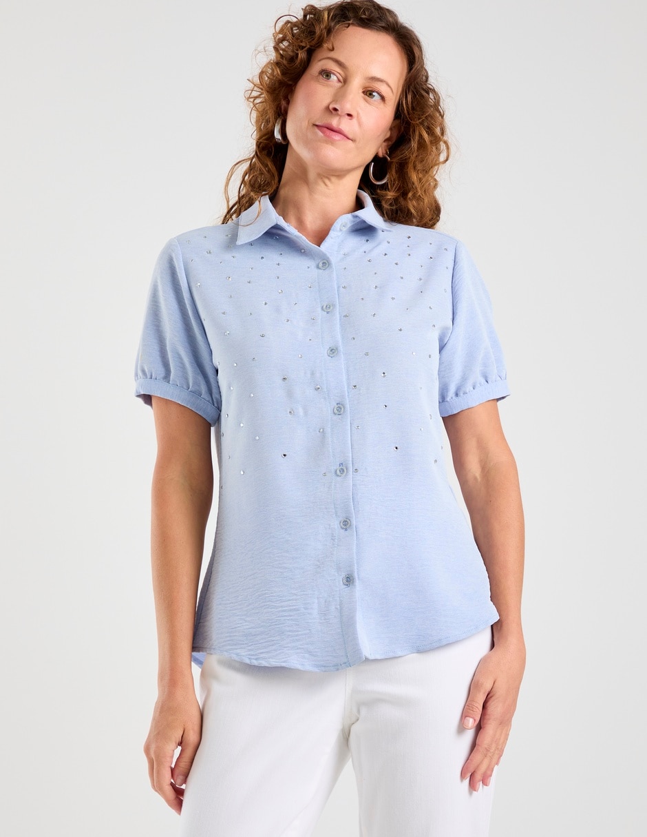 Blusa camisera manga corta para mujer 1
