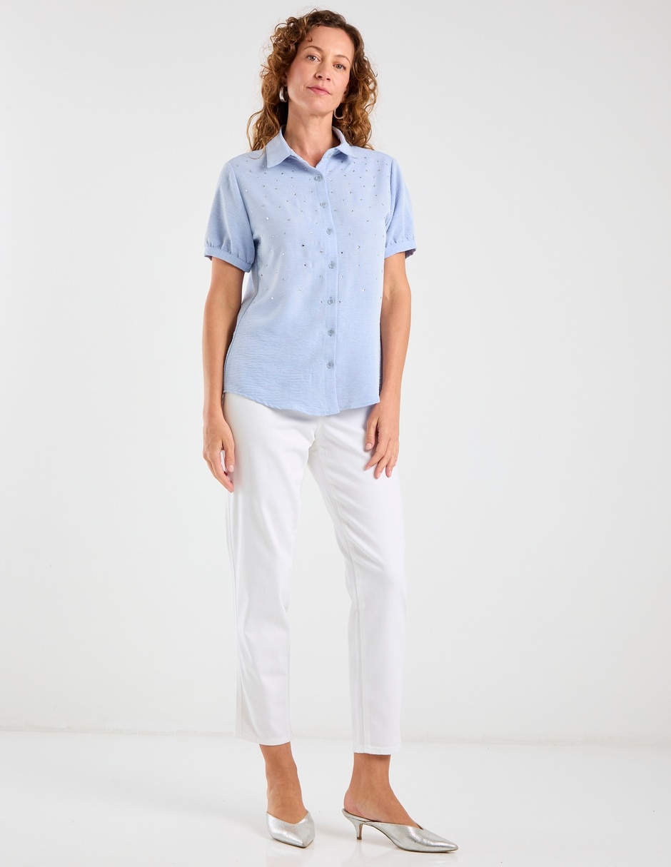 Blusa camisera manga corta para mujer 8