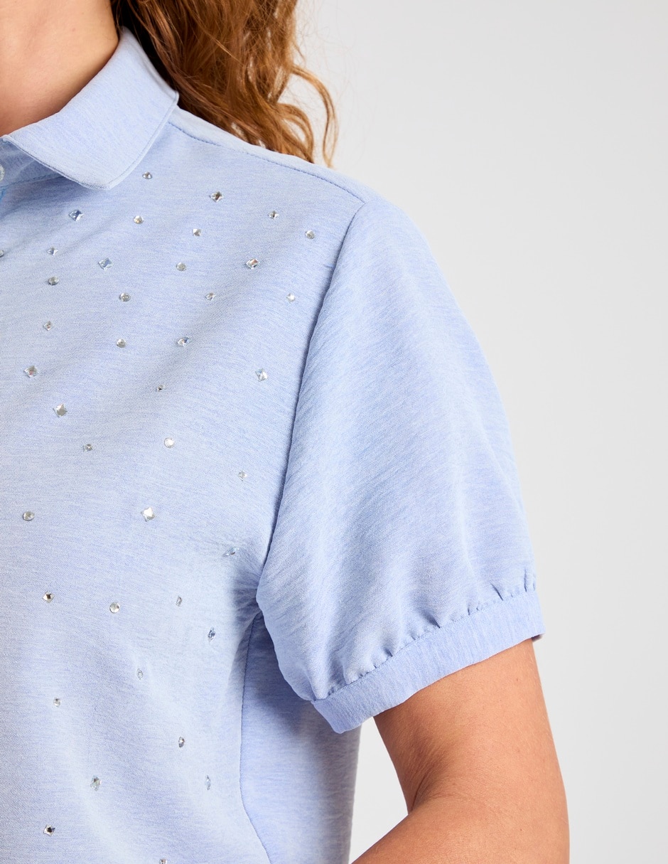 Blusa camisera manga corta para mujer 10