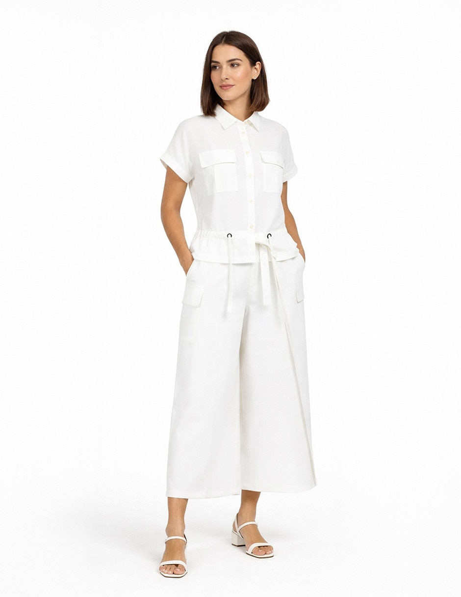 Blusa camisera Shyla manga corta para mujer