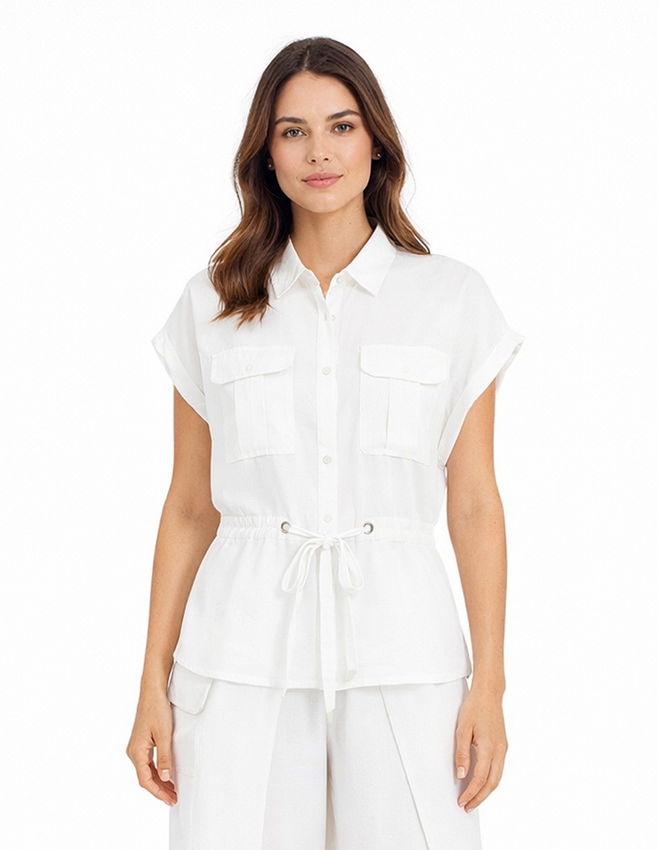 Blusa camisera manga corta para mujer Blusa camisera manga corta para mujer