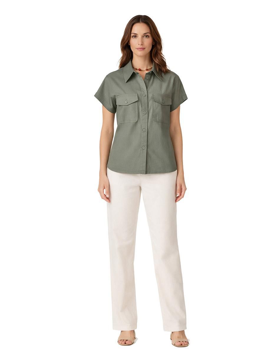 Blusa camisera Shyla manga corta para mujer