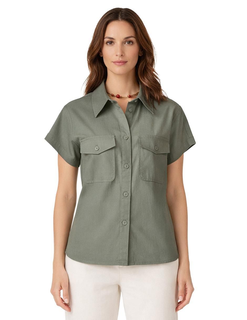 Blusa camisera Shyla manga corta para mujer