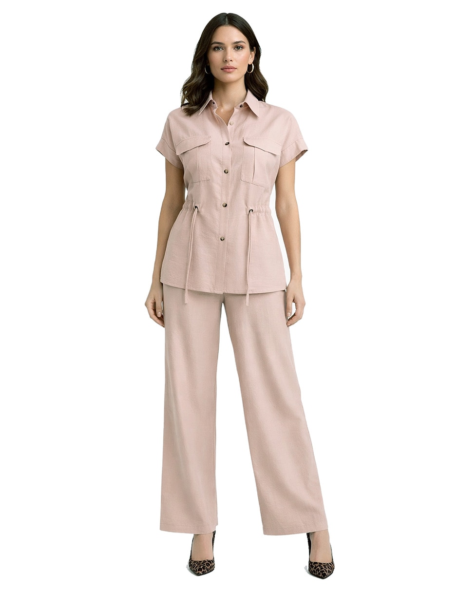 Blusa camisera Shyla manga corta para mujer
