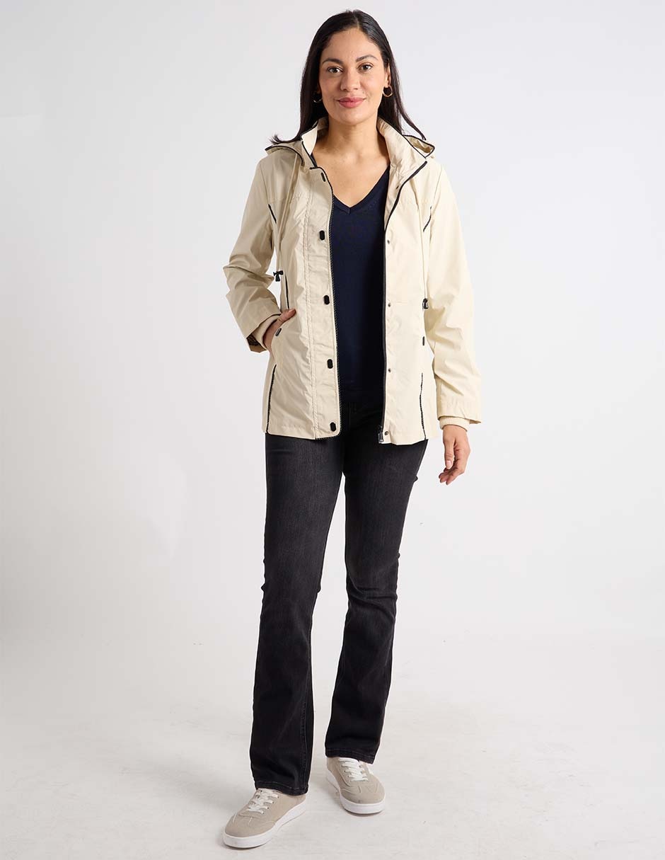 Gabardina con capucha y bolsillos para mujer 4