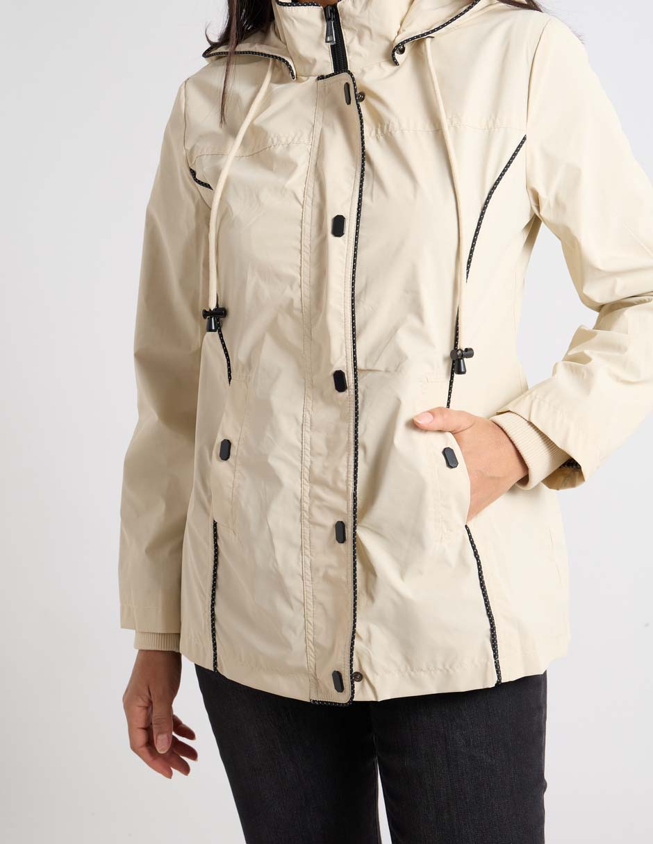 Gabardina con capucha y bolsillos para mujer 5