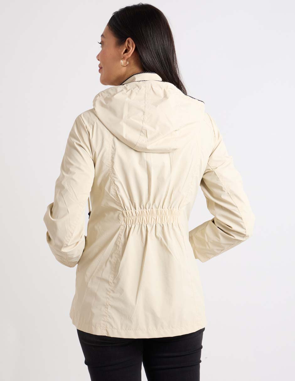 Gabardina con capucha y bolsillos para mujer 6