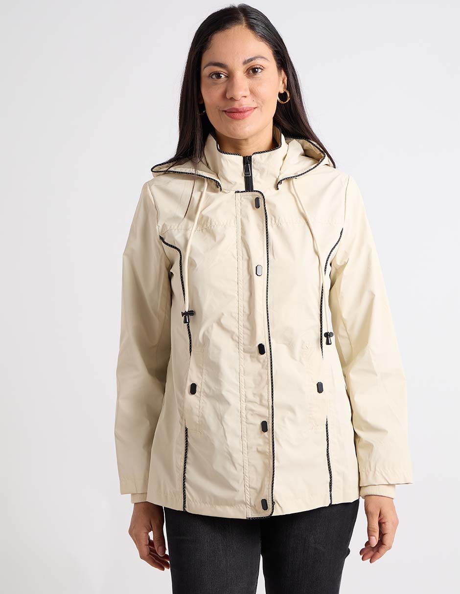 Gabardina con capucha y bolsillos para mujer