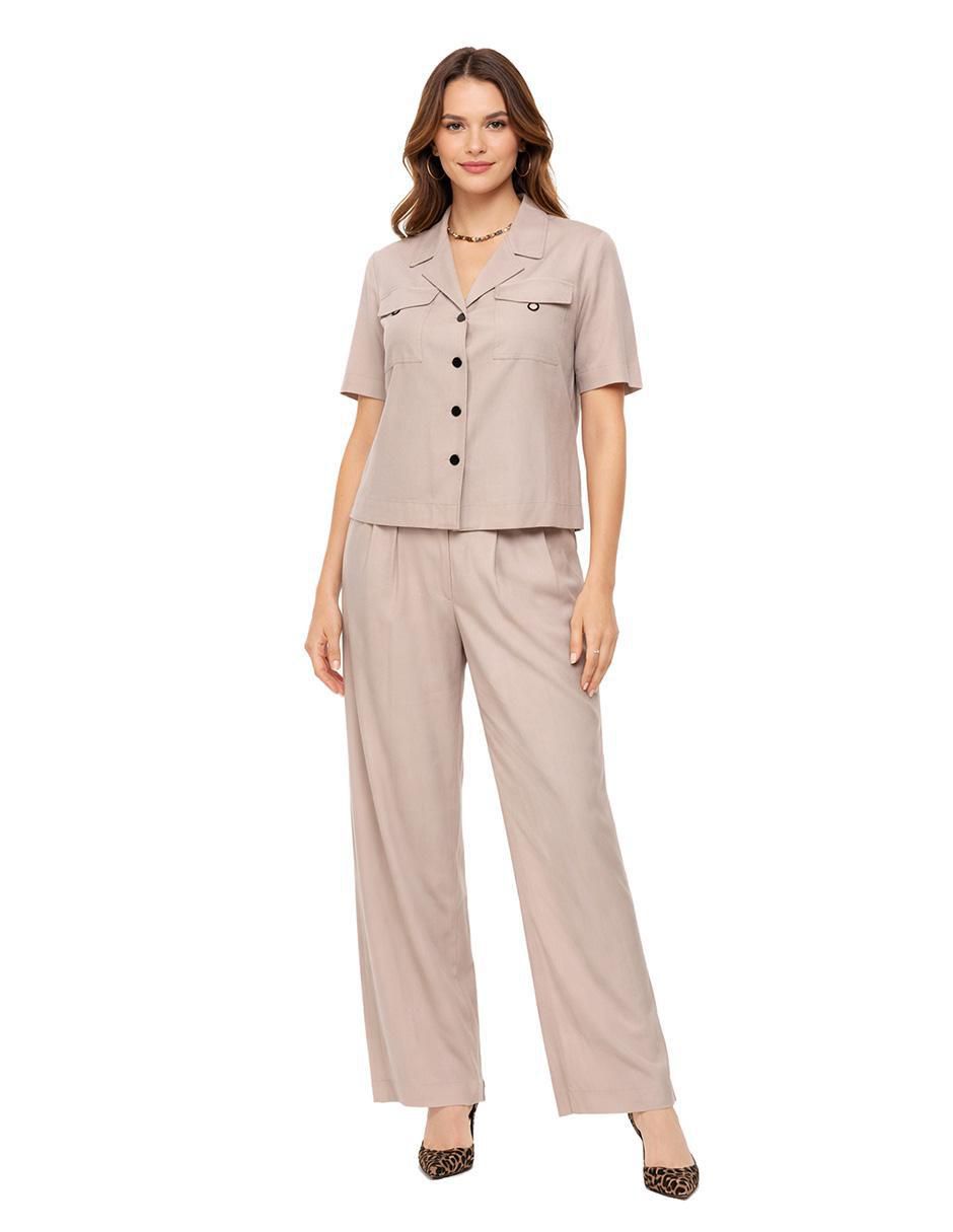 Blusa camisera manga corta para mujer