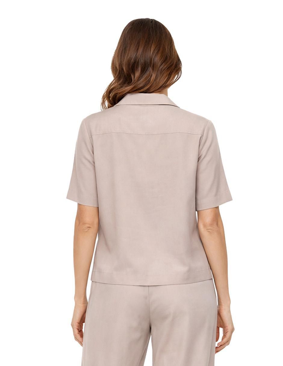 Blusa camisera manga corta para mujer
