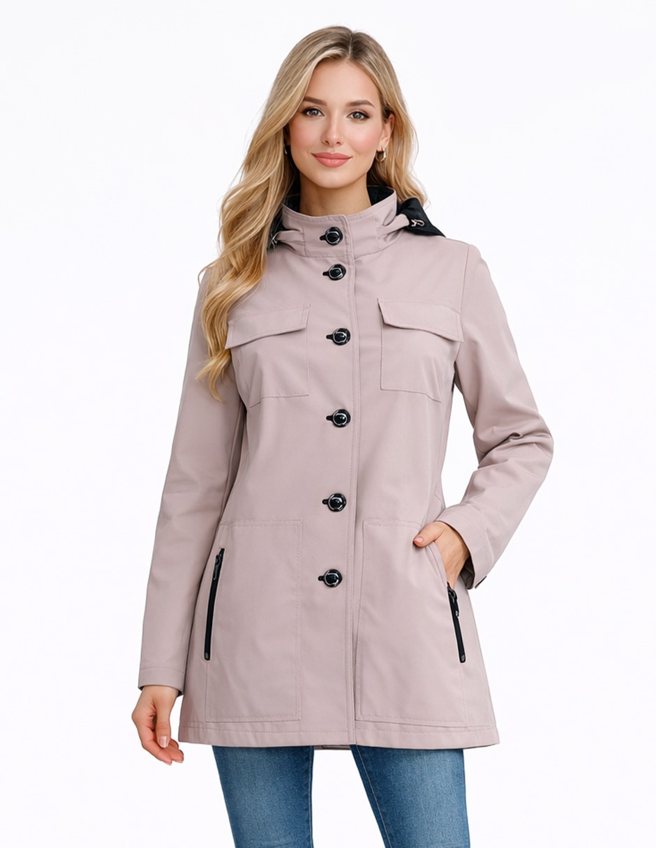 Gabardina impermeable con capucha shyla para mujer