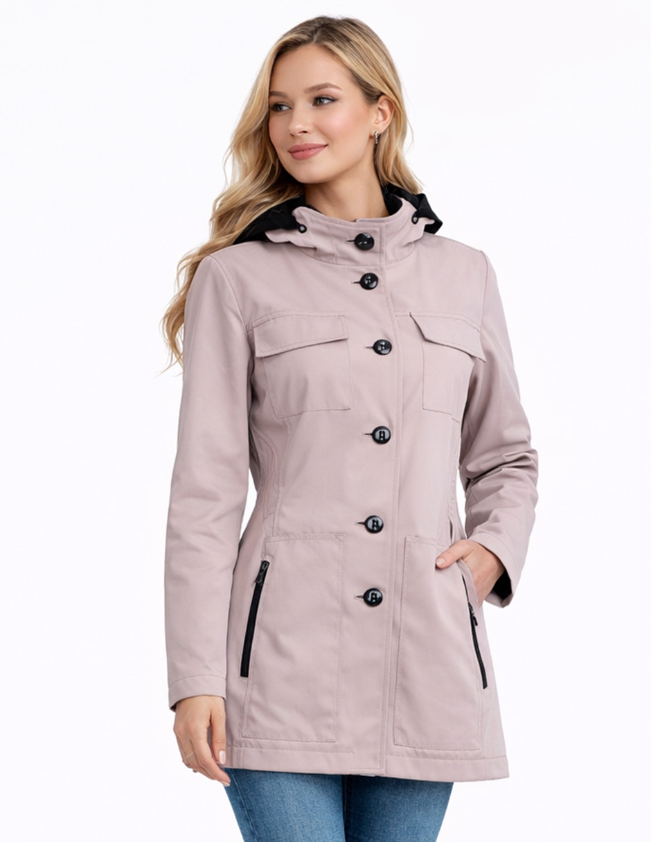 Gabardina impermeable con capucha shyla para mujer