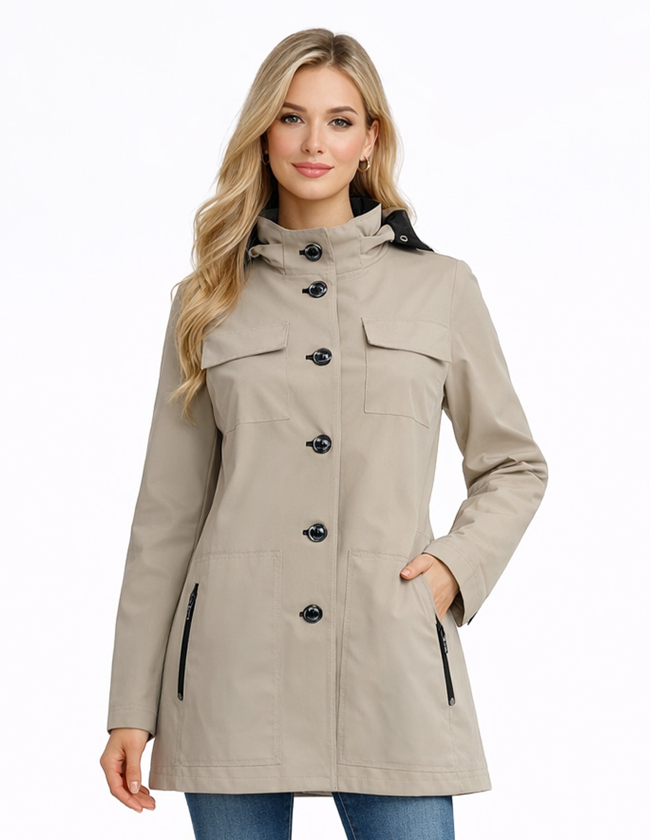 Gabardina impermeable con capucha para mujer Gabardina impermeable con capucha para mujer
