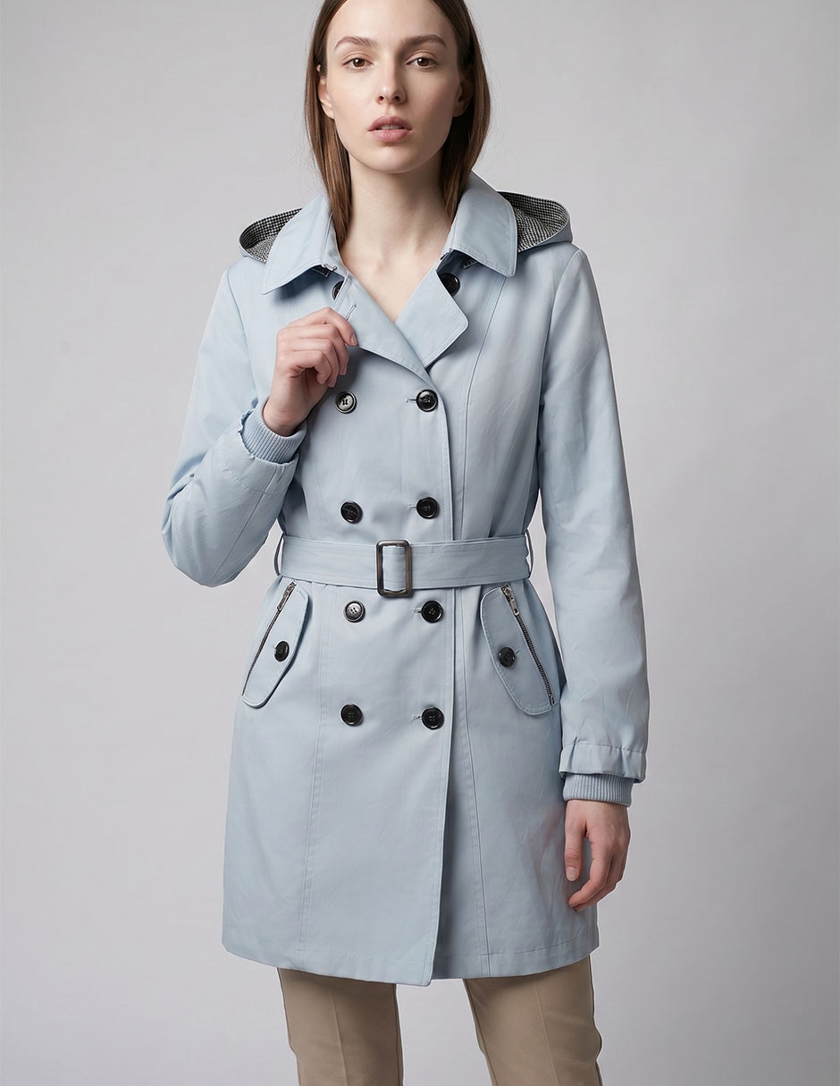 Gabardina No Con Capucha Davinchy Para Mujer