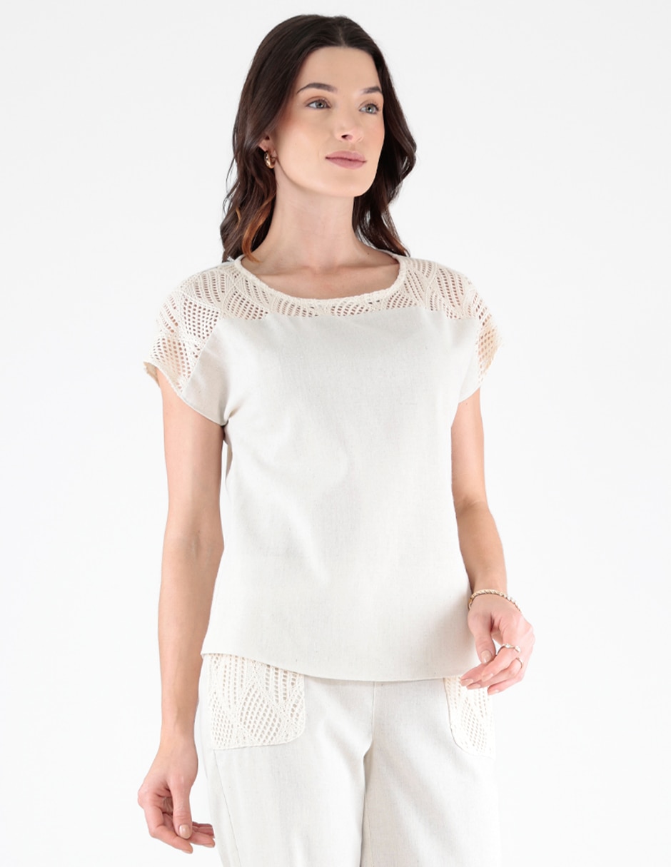 Blusa manga corta para mujer