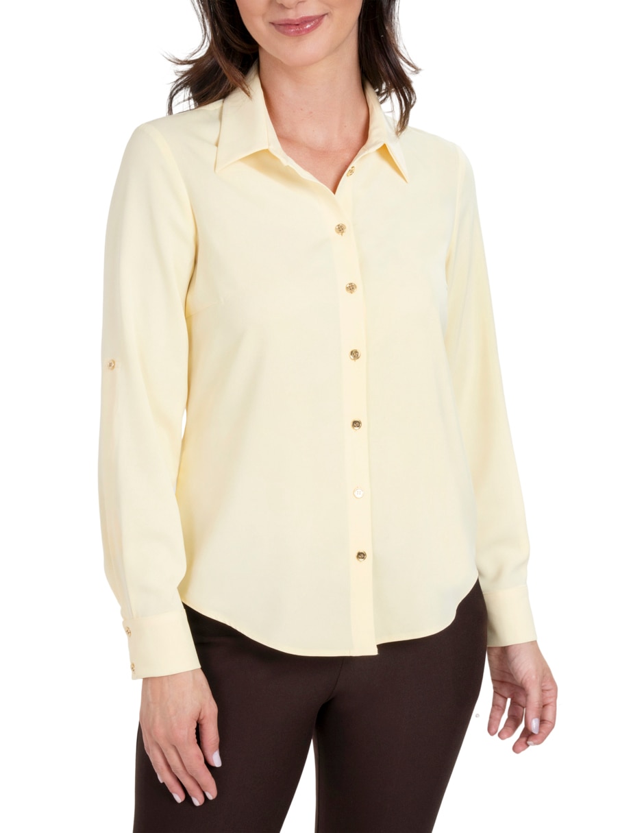 Blusa camisera atelier petite manga larga para mujer