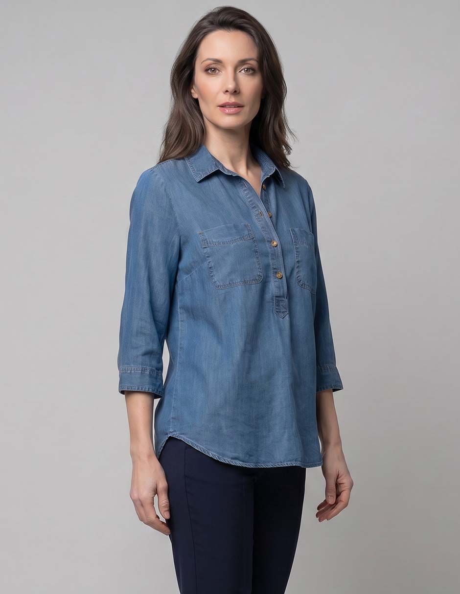 Blusa camisera manga 3/4 para mujer Blusa camisera manga 3/4 para mujer