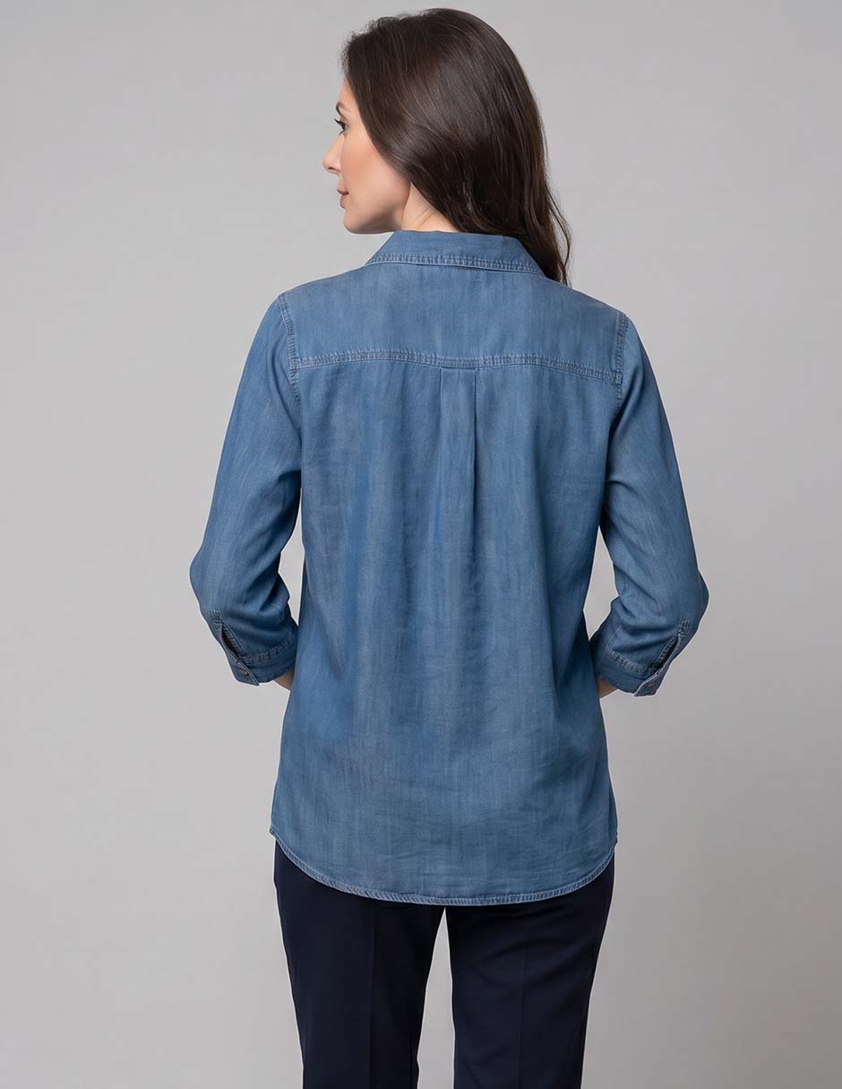Blusa camisera manga 3/4 para mujer 2