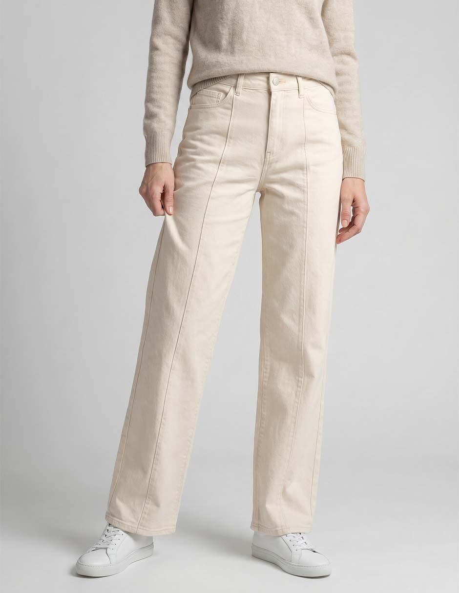 Jeans regular wide leg corte a la cintura para mujer Jeans regular wide leg corte a la cintura para mujer