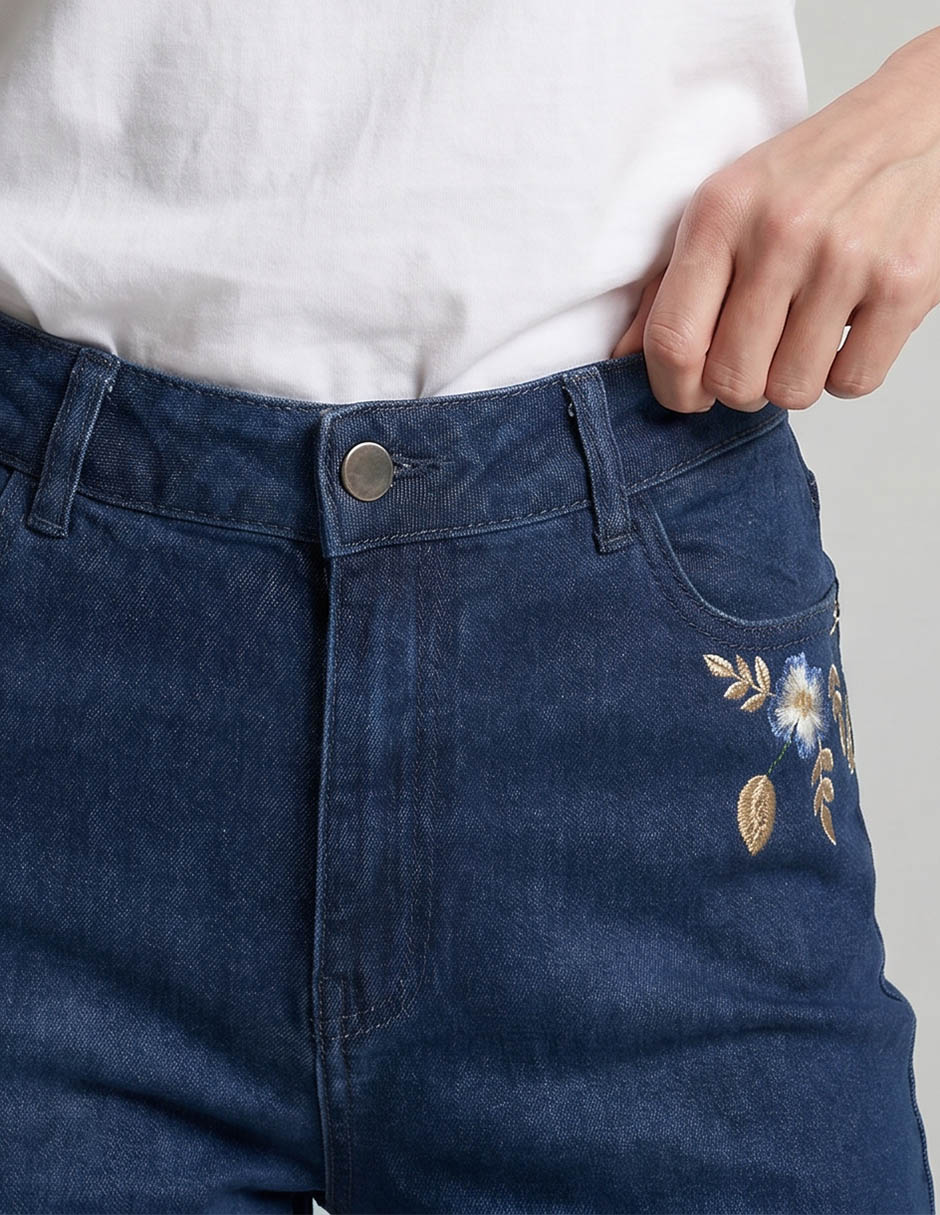 Jeans wide leg a la cintura para mujer 3
