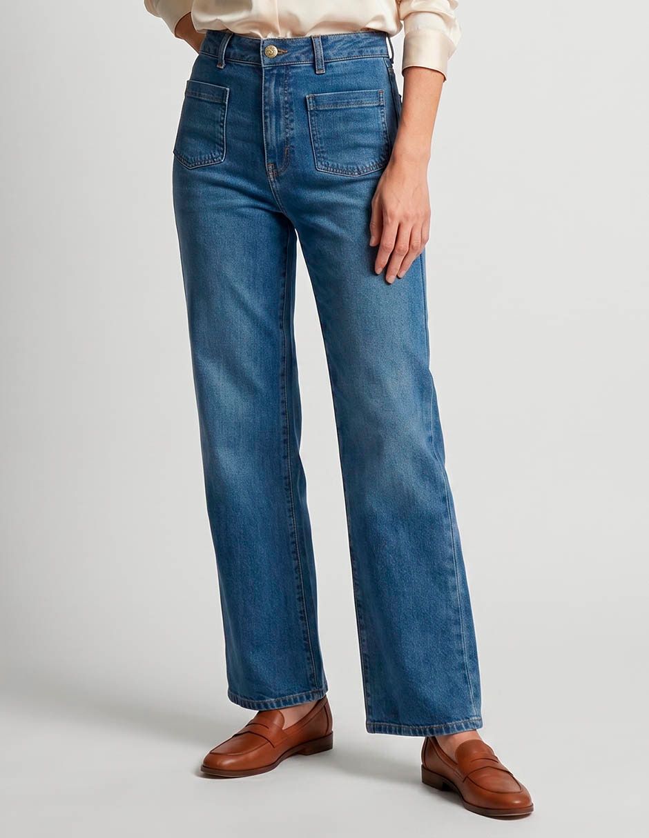Jeans regular slim cintura l543 para mujer