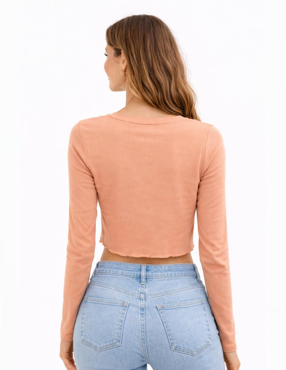 Playera manga larga cuello redondo mujer 3