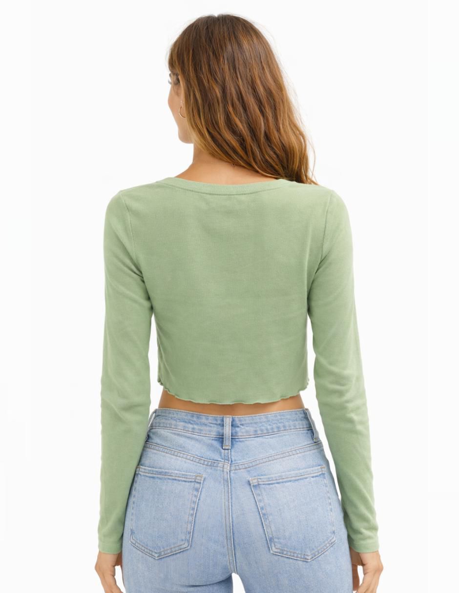 Playera manga larga cuello redondo mujer 3