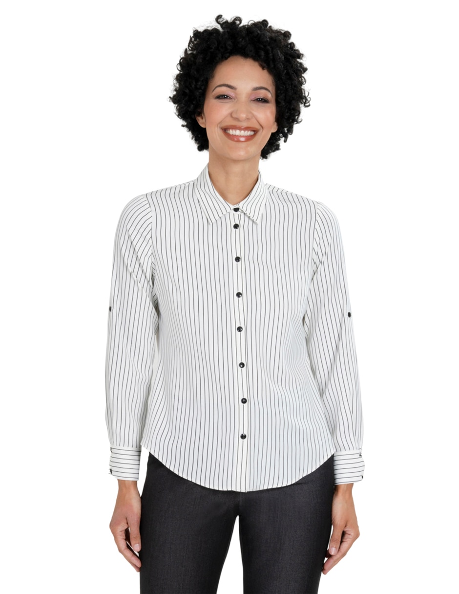 Blusa camisera manga larga para mujer