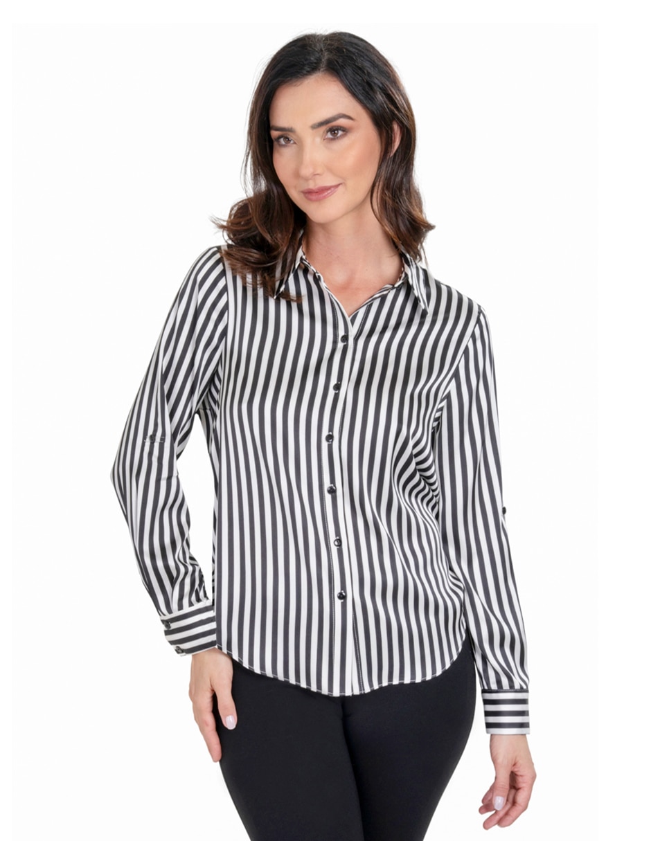 Blusa camisera manga larga para mujer