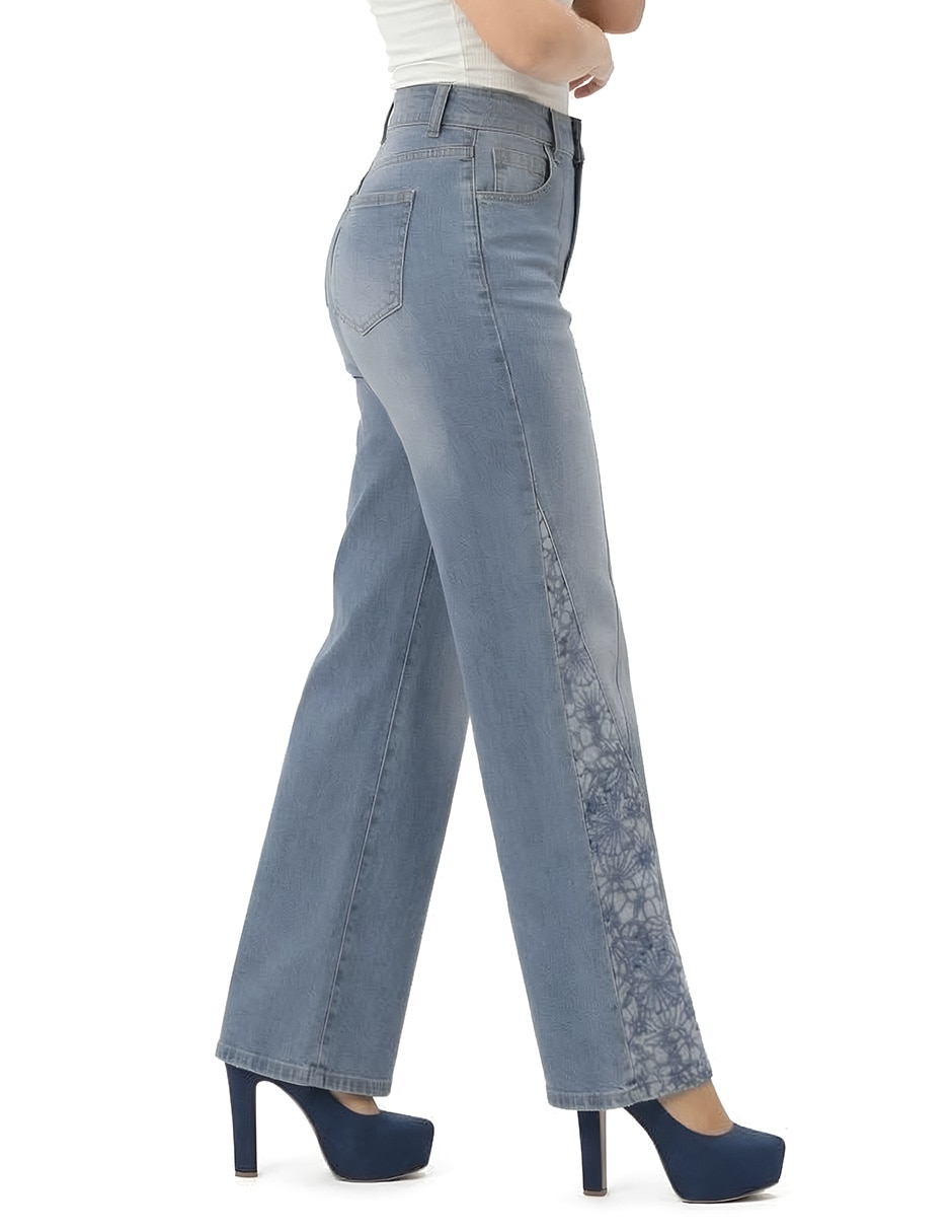 Jeans regular amplio cintura denim para mujer 3