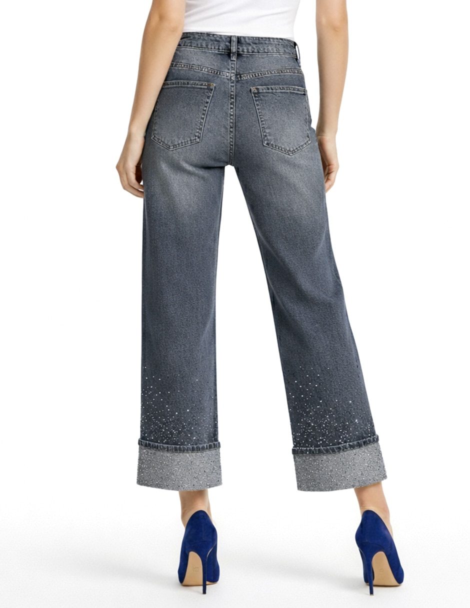 "jeans/jegging/jeans jogger" capri bota cintura 226916 denim "para mujer" 3