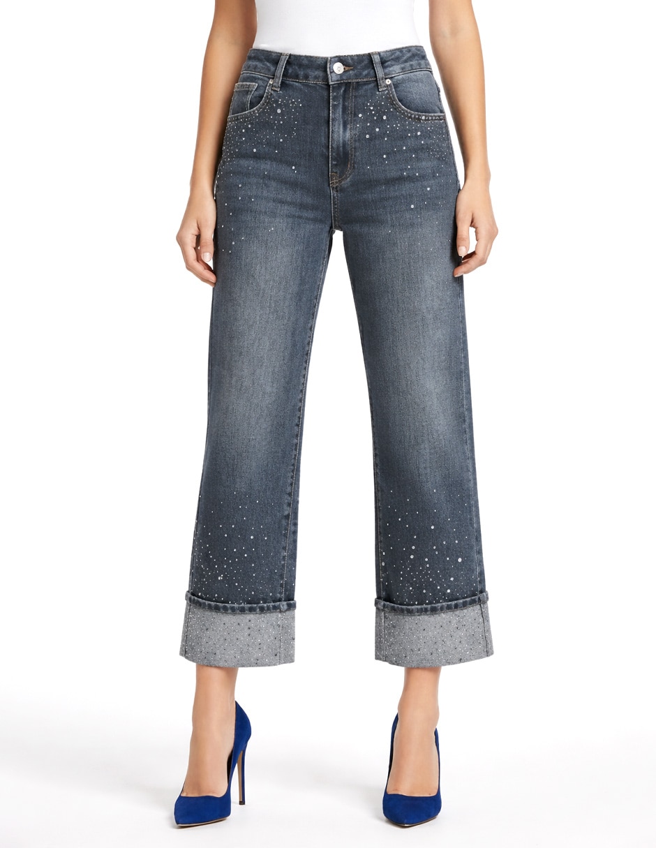 'jeans/jegging/jeans jogger' capri bota cintura 226916 denim 'para mujer'