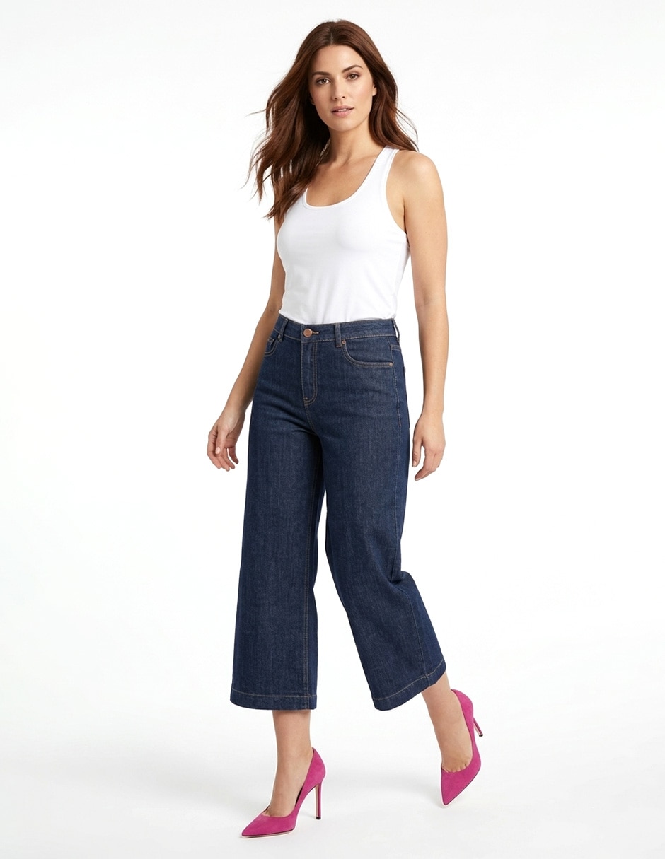 Jeans regular bota cintura denim para mujer 5
