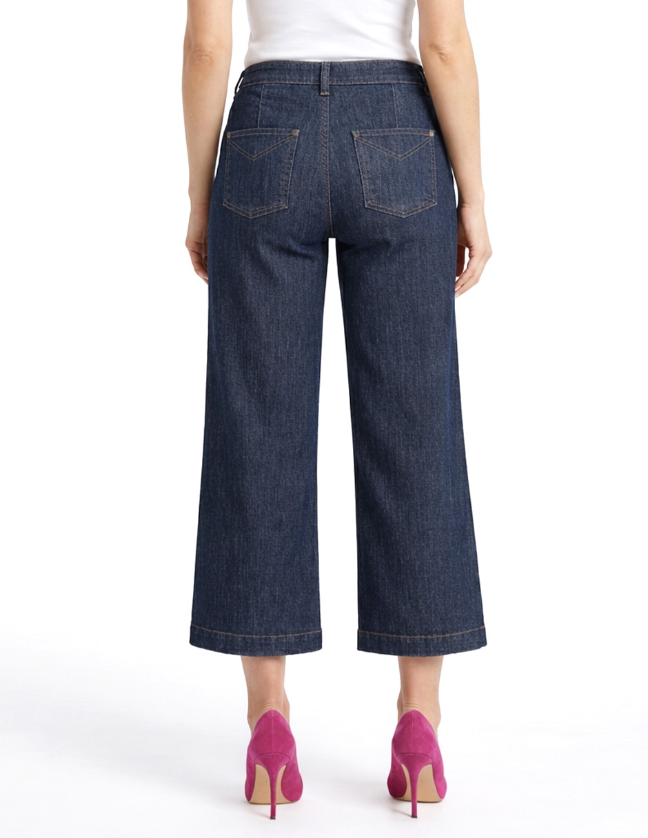 Jeans regular bota cintura denim para mujer 4