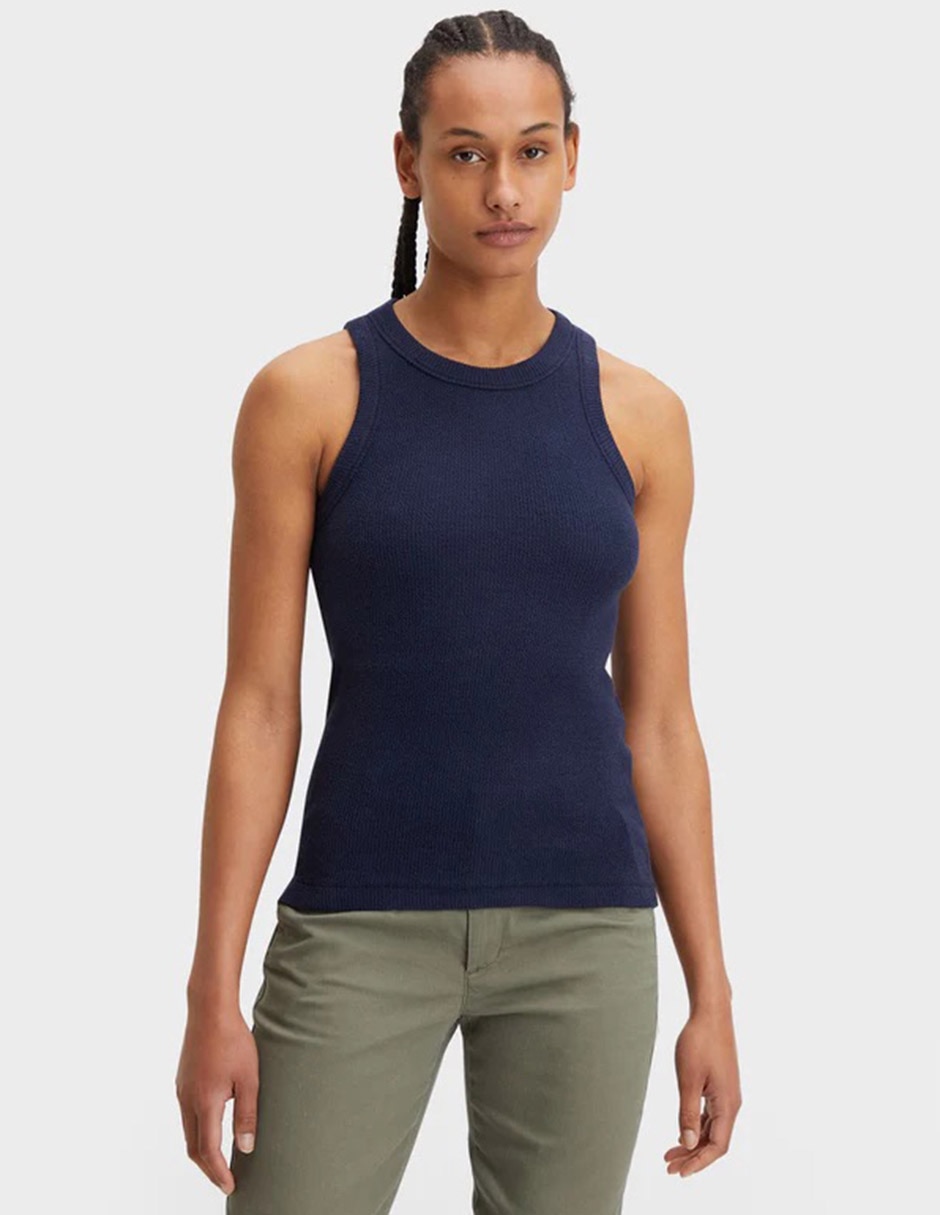 Playera sin manga cuello redondo para mujer