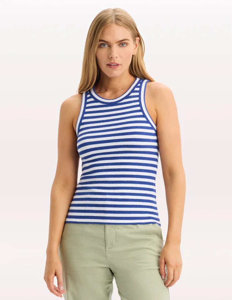 Playera sin manga cuello redondo para mujer