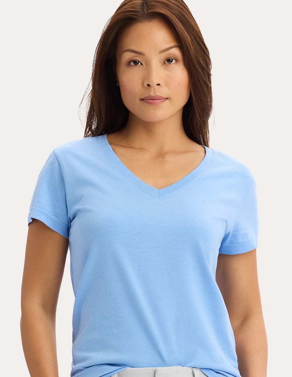 Playera manga corta Dockers cuello V para mujer