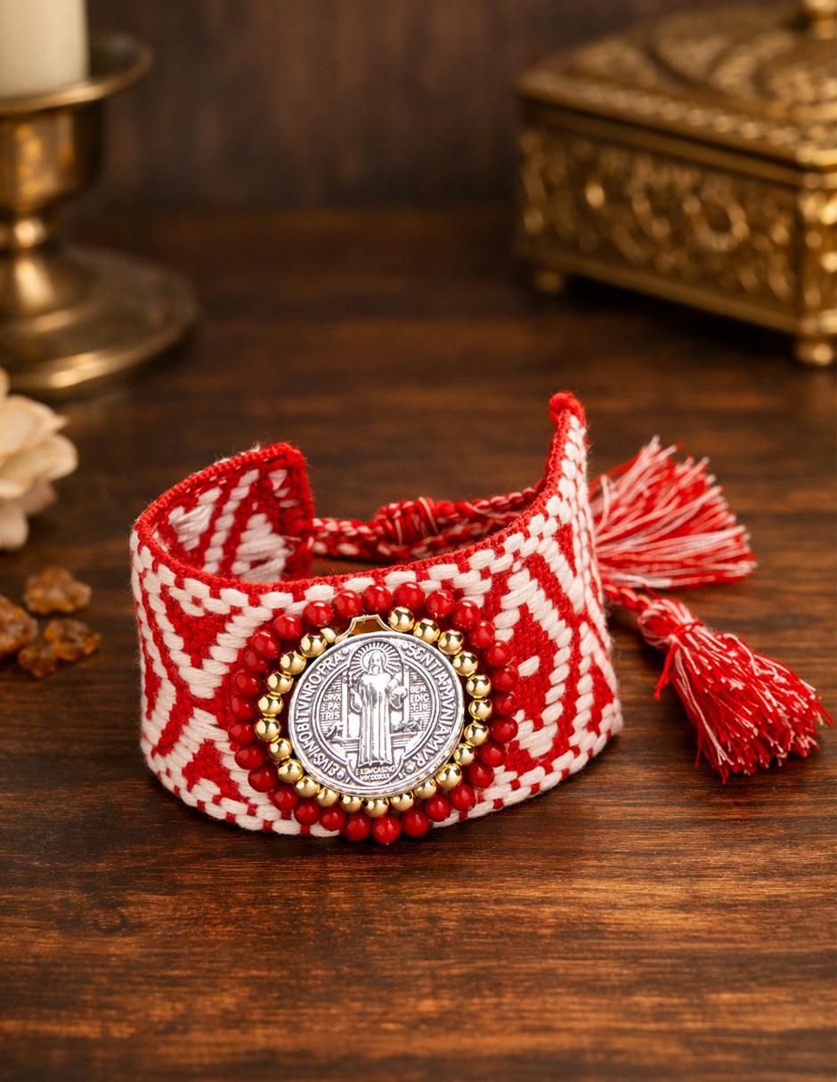 Pulsera Custodia San Benito acabado baño de oro 18 K 5
