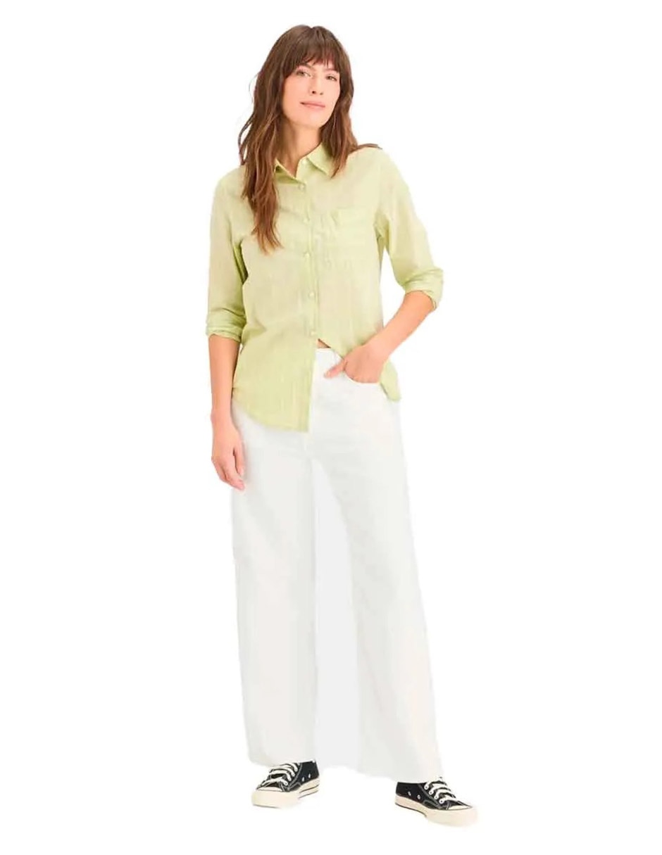 Jeans straight corte cintura para mujer
