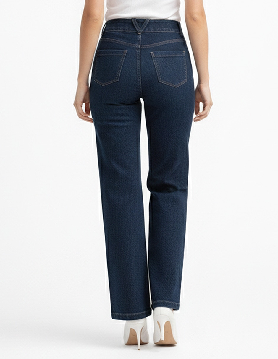 Jeans regular amplio cintura 226967 denim para mujer 3