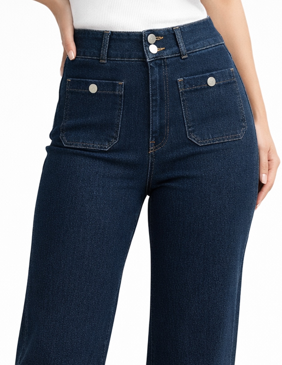 Jeans regular amplio cintura 226967 denim para mujer 4