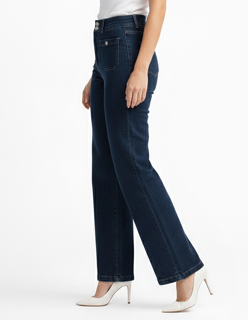 Jeans regular amplio cintura 226967 denim para mujer 5