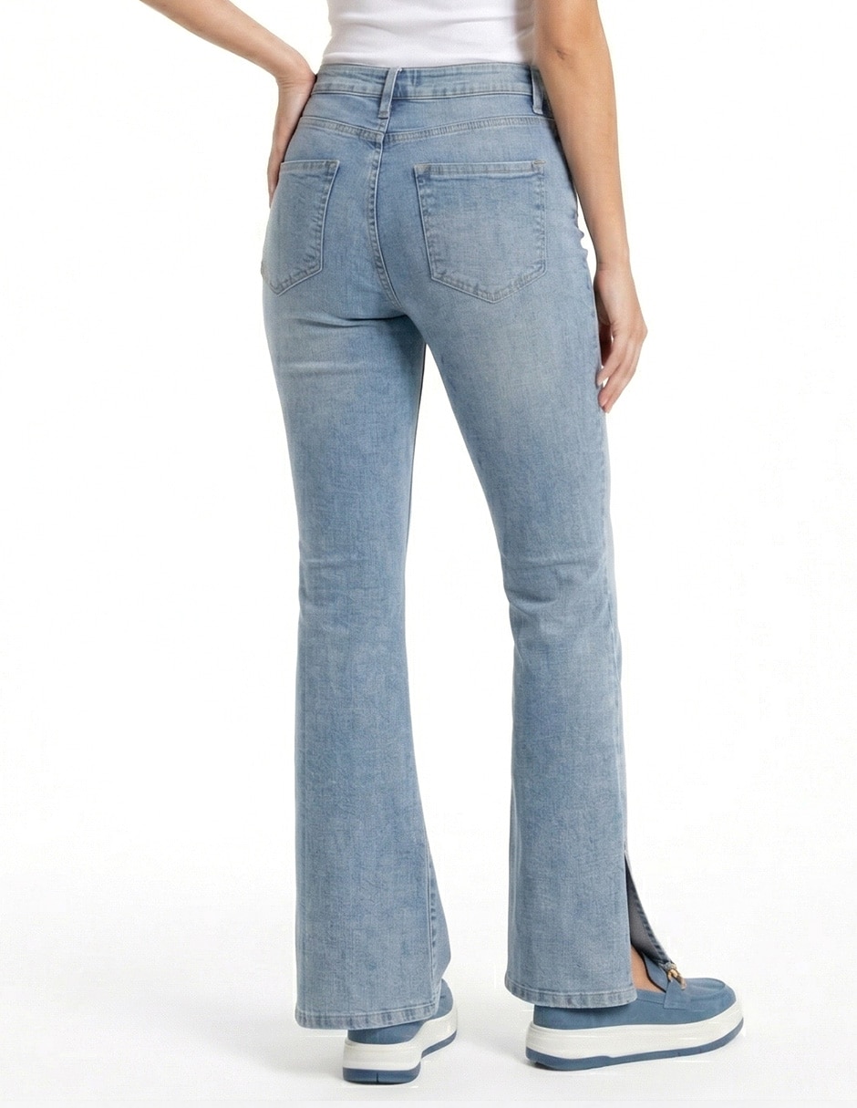 Jeans regular bota cintura denim denim para mujer 3