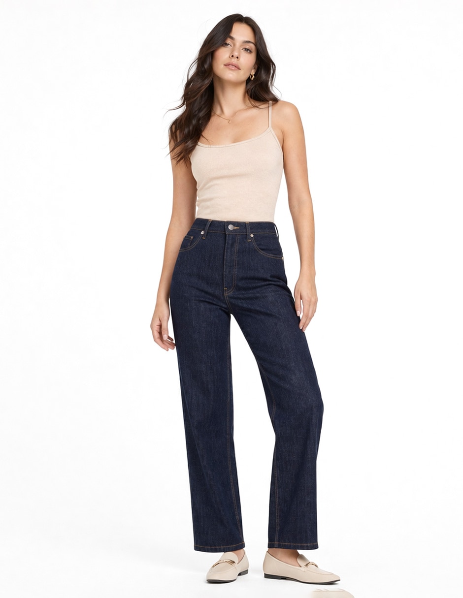 Jeans regular bota cintura 226966 denim para mujer 2