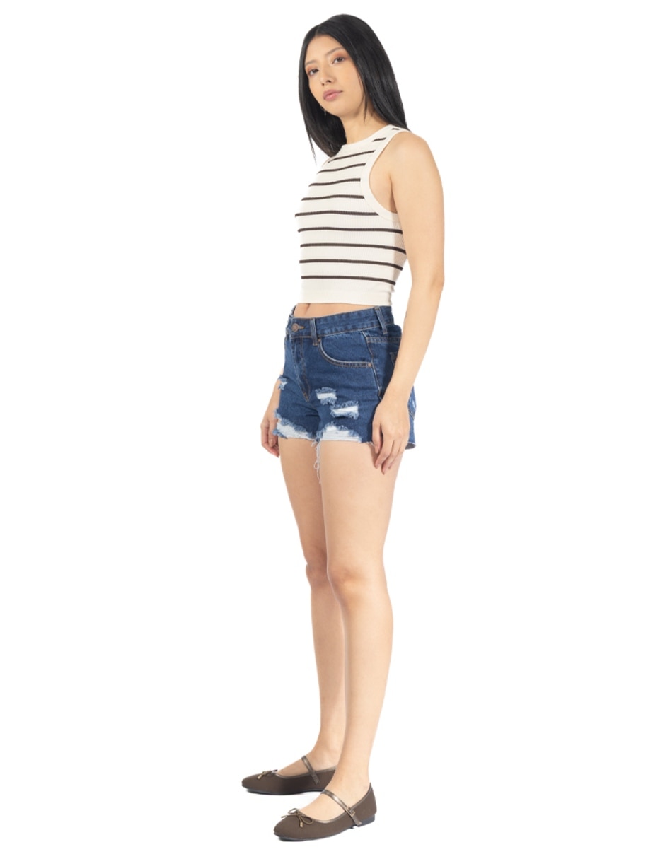 Short forever 21 con daño y ruedo deshilachado para mujer