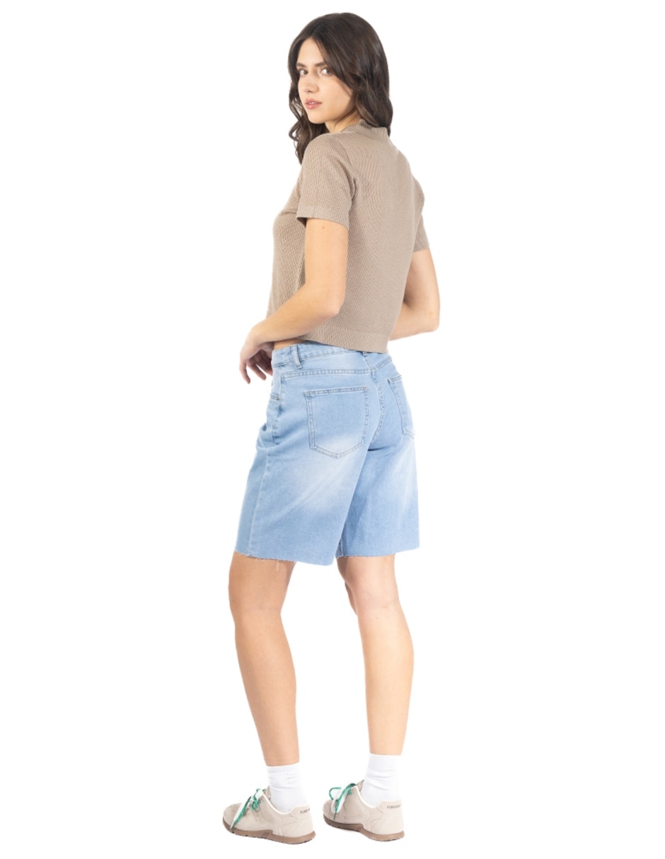 Short forever 21 denim baggy tipo jort con dobladillo de algodón y elastano para mujer