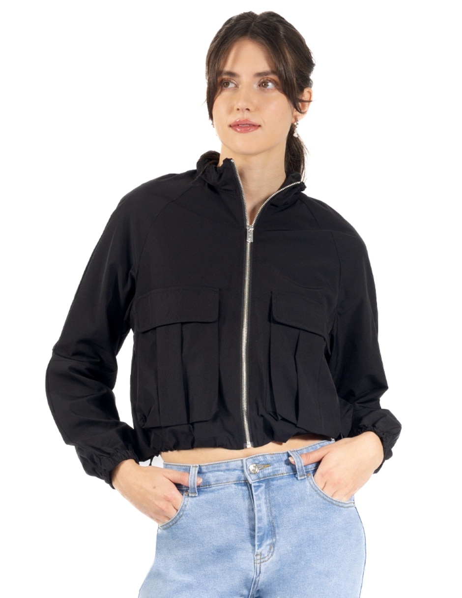 Chamarra crop para mujer con bolsas cargo para mujer 1