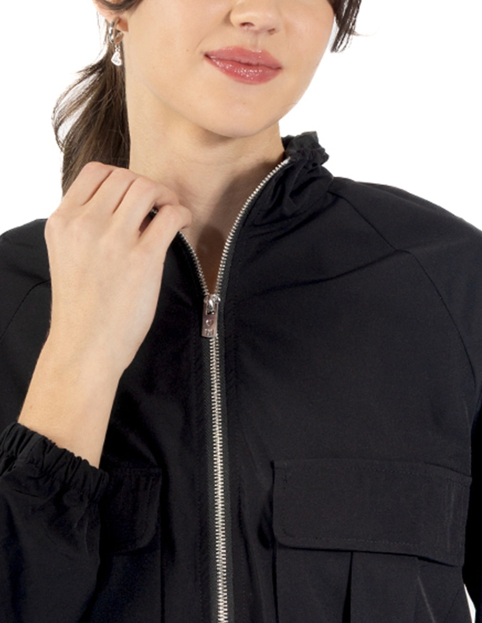 Chamarra crop para mujer con bolsas cargo para mujer 5